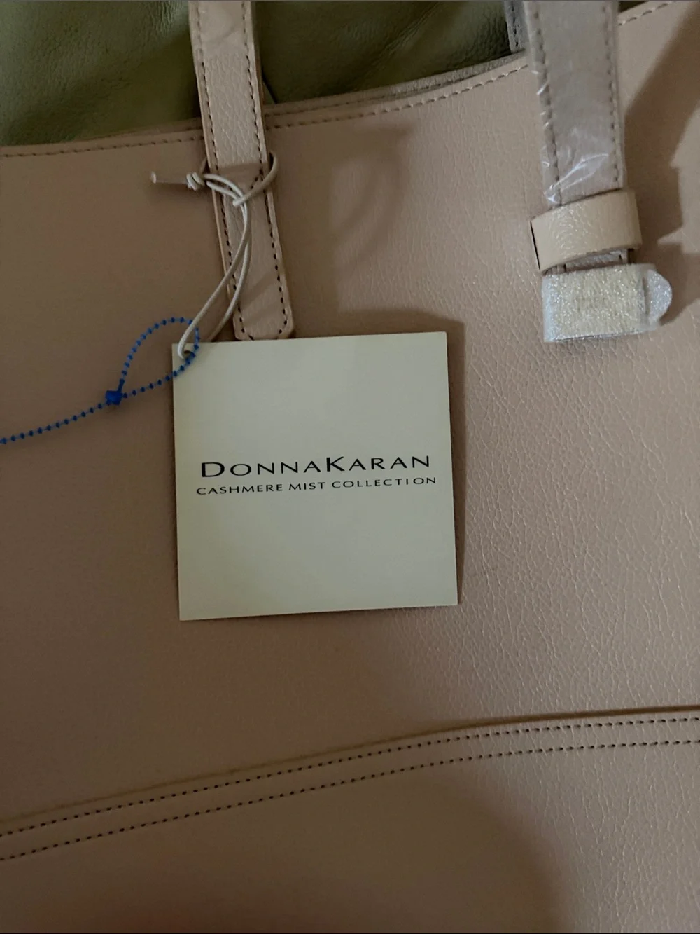 Donna & Karan Light Pink Leather Tote with Strap Detail